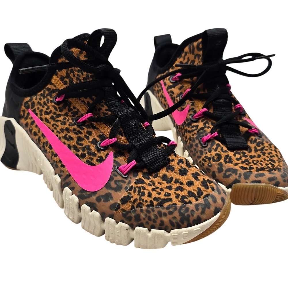 Nike Free Metcon 3 Leopard Print Training Shoes Pink Black Womens 6 - Picture 3 of 8